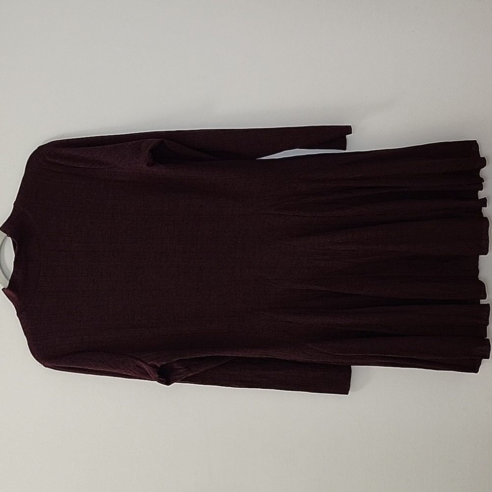 Reiss Savannah Jersey Ribbed Flared Mini Dress Burgundy Sz 10 - Picture 4 of 16